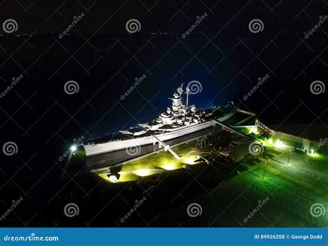 Battleship at night stock photo. Image of night, battleship - 89926208