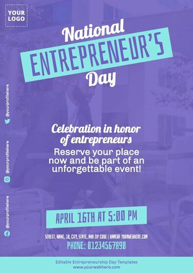 Printable Entrepreneurship Day Poster Templates