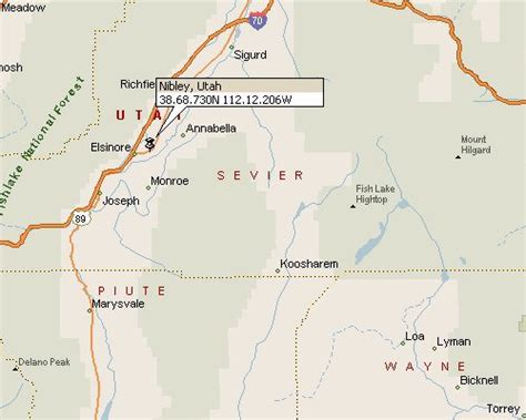 Nibley, Sevier County, Utah Map 1