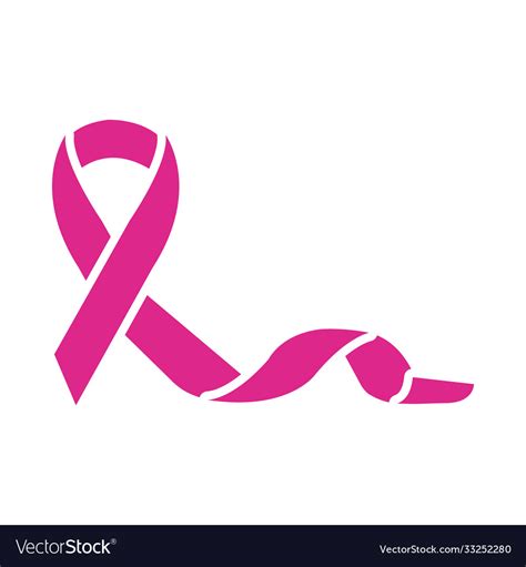 Pink ribbon breast cancer silhouette style Vector Image