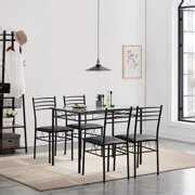 Rent to own 5 Pieces Glass Dining Table Set with 4 Chairs Breakfast ...