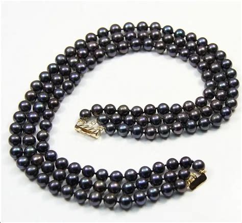 REAL BEAUTIFUL 3 STRANDS 9 10MM TAHITIAN BLACK PEARL NECKLACE 18 20" women wedding Noble style ...