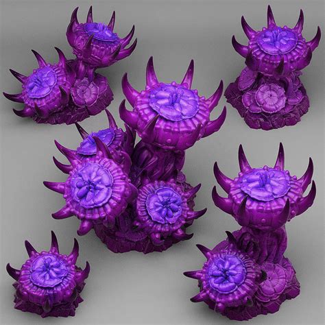 3D Printed Fantastic Plants and Rocks Underdark Flowers 28mm - 32mm D&D Wargaming | Prints ...