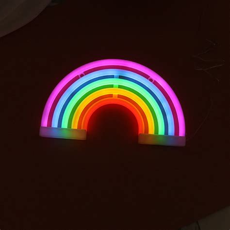 Rainbow neon sign led rainbow light lamp led neon light warm white wall art sign lights ...