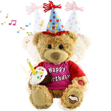 Buy Houwsbaby Electronic Happy Birthday Teddy Bear Musical Stuffed Animal Singing and Swinging ...