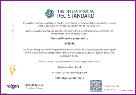 Renewable Energy Certification - Assessa