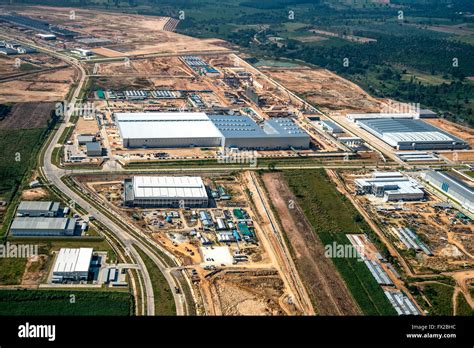 Industrial estate land development aerial view Stock Photo - Alamy