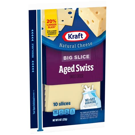 Kraft Big Slice Aged Swiss Cheese Slices, 10 ct - 8.0 oz Wrapper ...