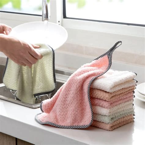 OTHERHOUSE 8Pcs Kitchen Towel Dish Cleaning Wash Cloth Reusable Rag Absorbent Cleaning Towels ...