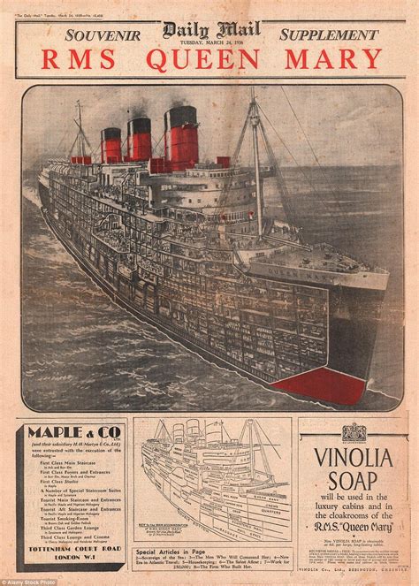 On 24 March 1936, two months before the maiden voyage, The Daily Mail published a souvenir ...