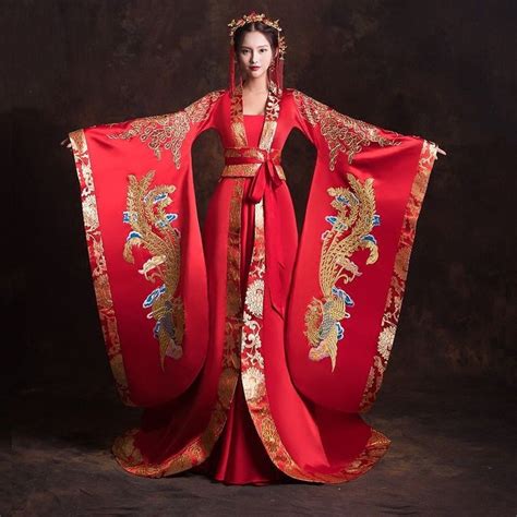 Chinese traditional Han Dynasty wedding red dresses costumes size Asian ...