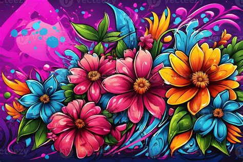 Flower Graffiti Wallpaper, Graffiti Background, Floral Graffiti Pattern ...