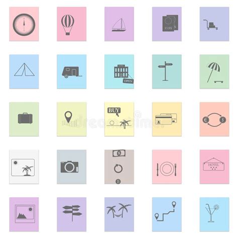 Colorful travel icon set stock vector. Illustration of illustrated - 100050889