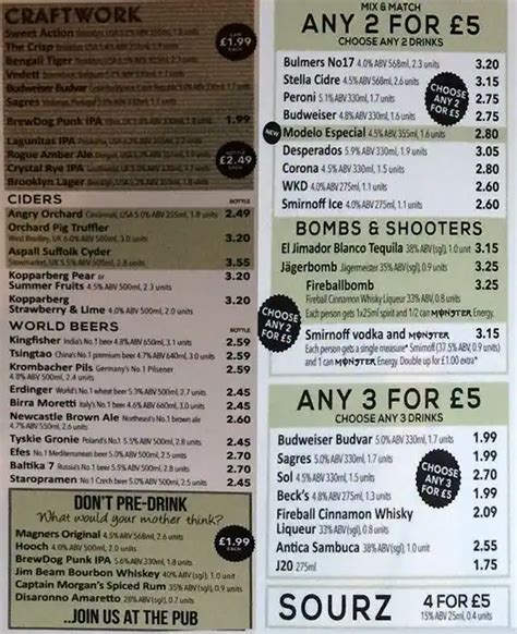 Menu at Wetherspoons pub & bar, Manchester, 49 Piccadilly