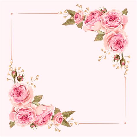 Vector Watercolor Painted Pink Wedding Flowers Border Background ...