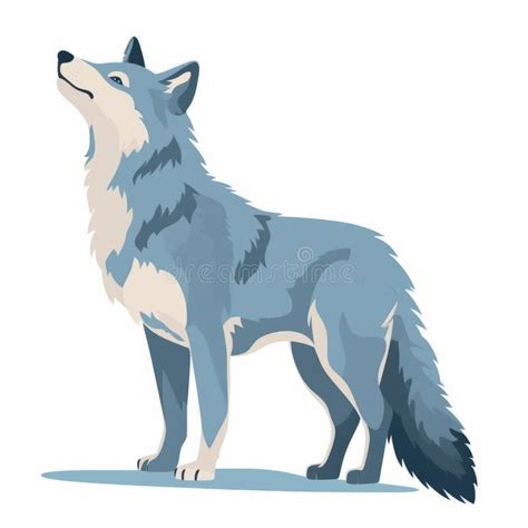 Cute Blue Wolf Silhouette Illustration on White Background Stock ...