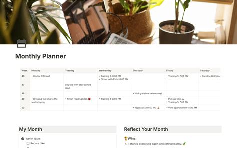 Monthly Planner Template | Notion Marketplace