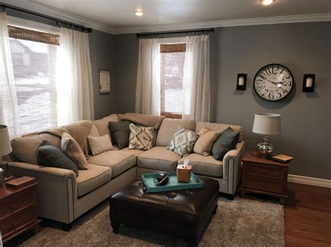 Warm Gray Living Room Furniture in 2020 | Beige living rooms, Grey furniture living room, Beige ...