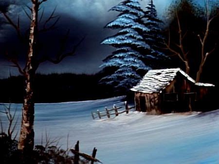 Snowbound Cabin - The Joy of Painting S24E13 | Bob ross, Black canvas ...