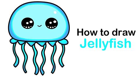 How to draw a jellyfish easy step by step, cute drawings ideas for girls or kids - YouTube