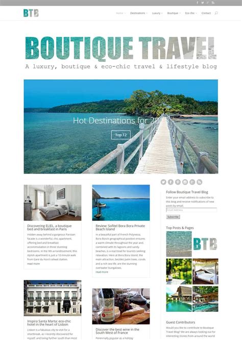 Under the bonnet - Travel blog website design