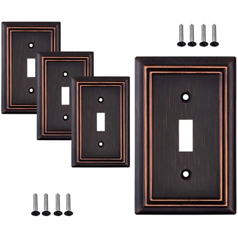 Sleeklighting 4 Pack Beveled Oil Rubbed Bronze Outlet Covers | 1 Gang Toggle - Walmart.com ...