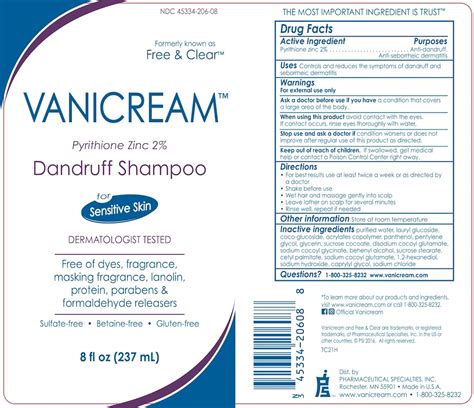 NDC Package 45334-206-08 Vanicream Shampoo Topical