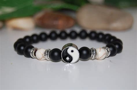 Onyx Bracelet,yin Yang Bracelet,8mm Onyx Stone Beads,onyx Stone Beads ...