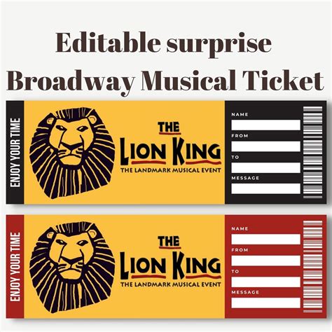 Printable Lion King Broadway Surprise Ticket Lion King ...