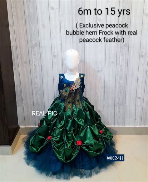 Buy Peacock Theme Bubble Hem Dress With Peacock Feathers/ Unique Online ...