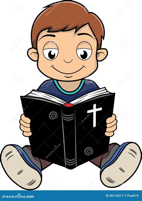 Boy reading Bible stock vector. Illustration of children - 56116317