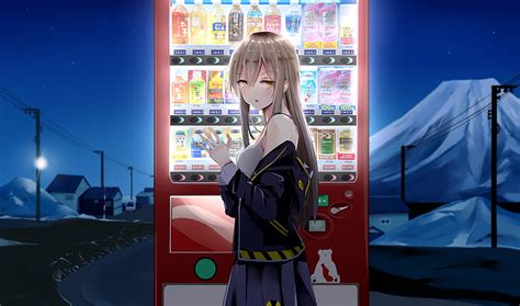 1170x2532px | free download | HD wallpaper: Anime, Original, Girl, Night, Vending Machine ...