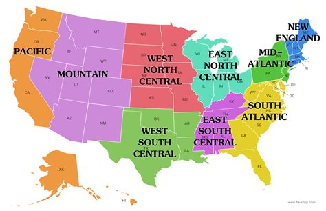 Map Of The Us By Region - Reyna Charmian