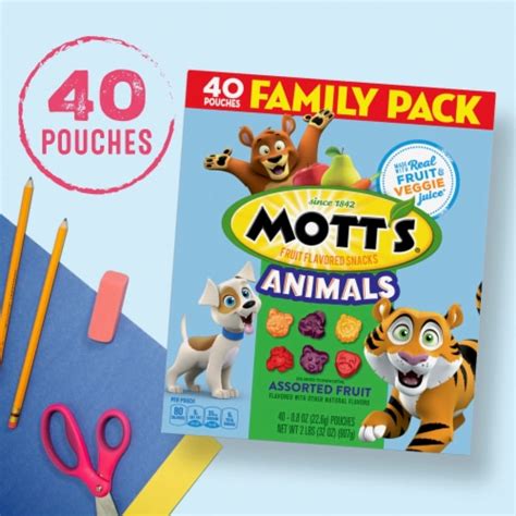 Mott's Gluten Free Animals Assorted Fruit Flavored Snacks, 40 ct / 0.8 ...