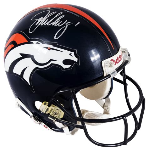 Lot Detail - John Elway Signed Denver Broncos Full Size Helmet (Mounted ...