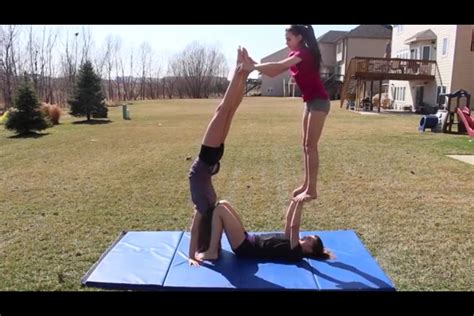 3 person acro stunt | bows and nike pros | Pinterest | Stunts, Yoga and Yoga poses