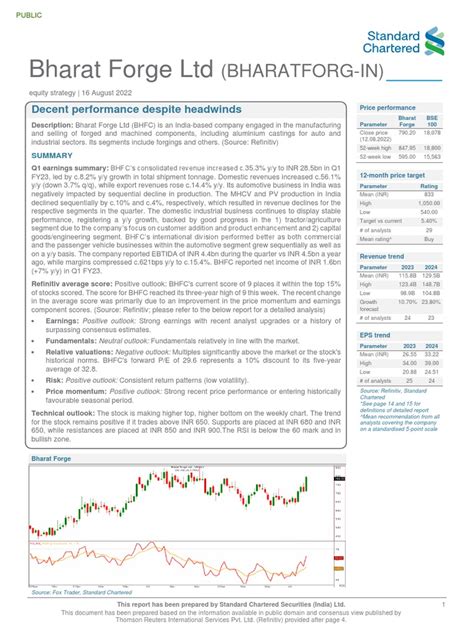 Bharat Forge LTD (Bharatforg-In) q1 Fy23 Update | PDF | Banks | Investing