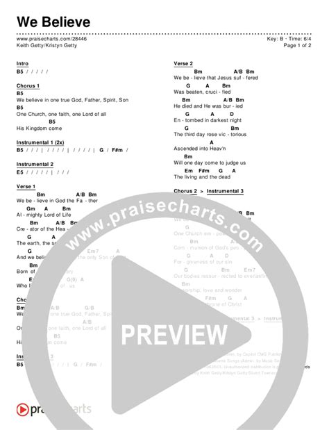 We Believe (Apostles Creed) Chords PDF (Keith & Kristyn Getty ...