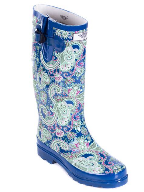 Forever Young - Women Rubber Rain Boots with Cotton Lining, Blue Dream Matte Design - Walmart ...