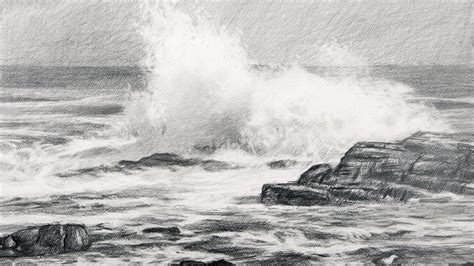 Pencil drawing seascape - Ocean Waves - YouTube