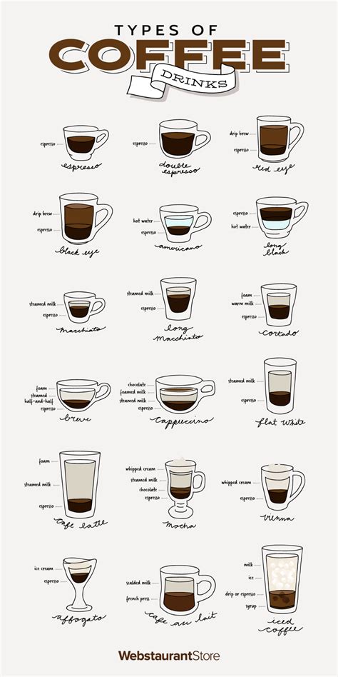 Types of Coffee Drinks | Coffee infographic, Coffee type, Different ...