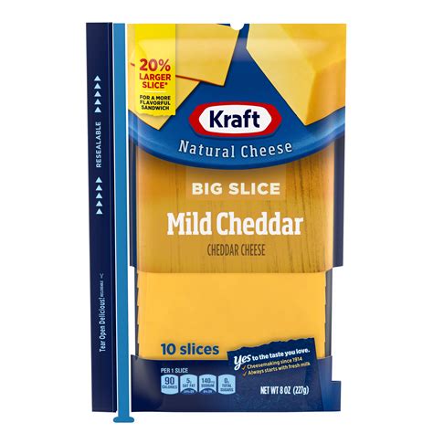 Kraft Big Slice Mild Cheddar Natural Cheese Slices 10 slices - 8 oz Wrapper - My Food and Family