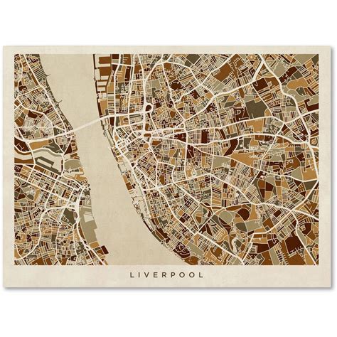 Trademark Fine Art "Liverpool England Street Map 3" Canvas Art by Michael Tompsett - Walmart.com ...