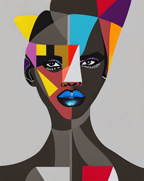 Geometric Abstract Art Portrait of a Beautiful Black Woman · Creative ...