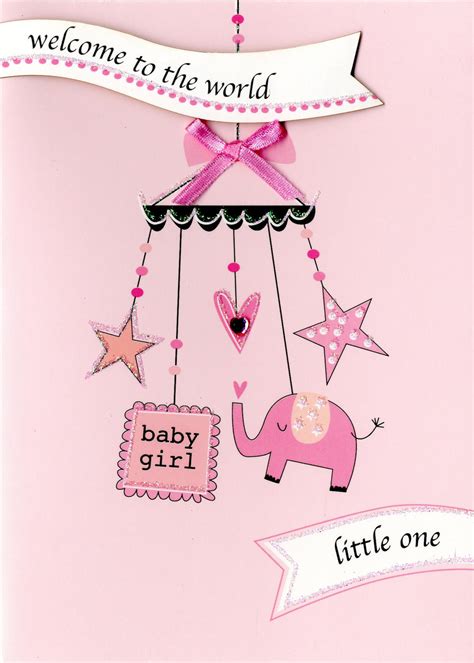 Welcome Baby Girl New Baby Greeting Card | Cards