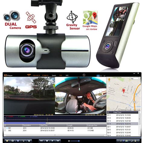 HD Car DVR Dual Camera Lens Dash Cam GPS Logger G-Sensor Time Stamp Google Map | eBay