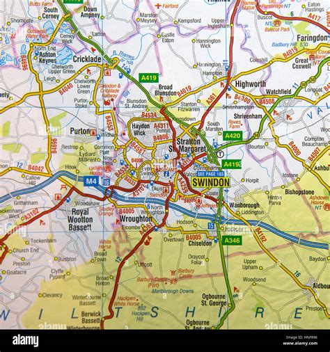 Map of Swindon and surrounding areas Stock Photo - Alamy