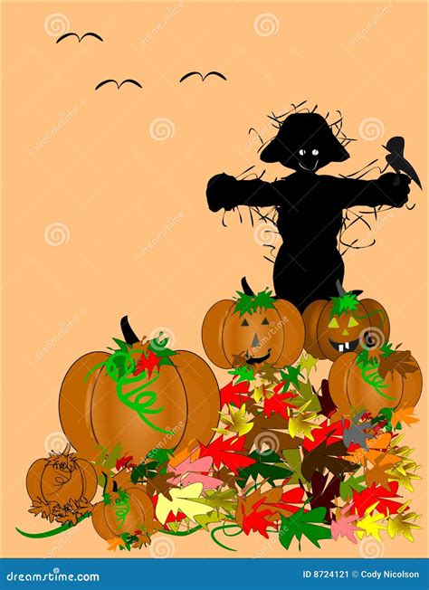 Scarecrow in pumpkin patch stock image. Image of bunch - 8724121