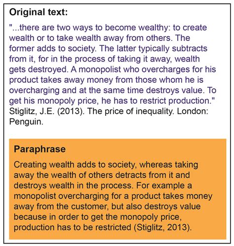 Paraphrasing example - Paraphrasing, quoting and summarising - LibGuides at University of ...