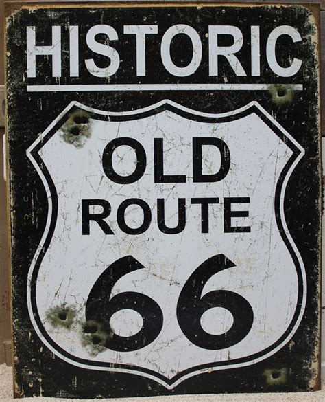 Historic Old Route 66 Metal Sign - Man Cave Decor - Bar & Game Room ...